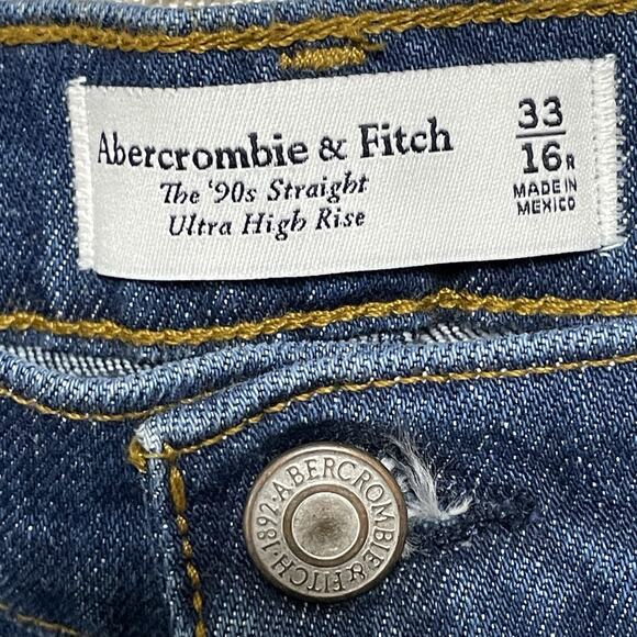 Abercrombie & Fitch The 90s Straight Women 16R Dark Blue Ultra High Rise NEW - Picture 6 of 10